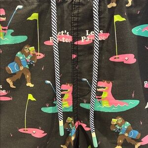 Black Golf-Themed Swim Shorts